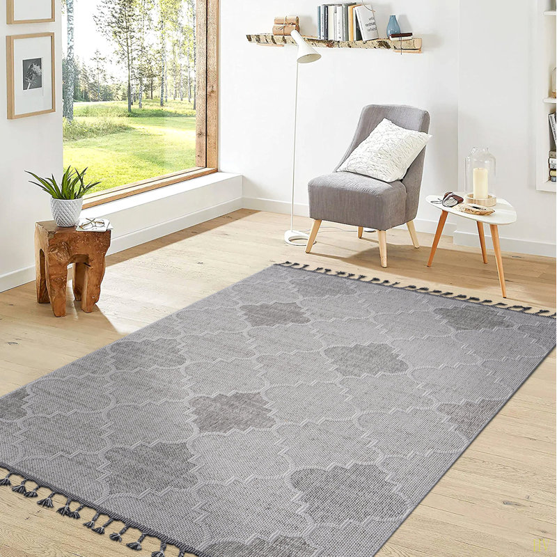 Guros Collection 5X7 Trellis Indoor / Outdoor Area Rug, Rectangle 5'3" x 7'6"