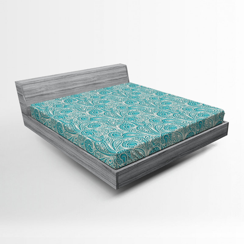Microfiber Paisley Fitted Sheet, Queen Fitted Sheet, Teal Paisley