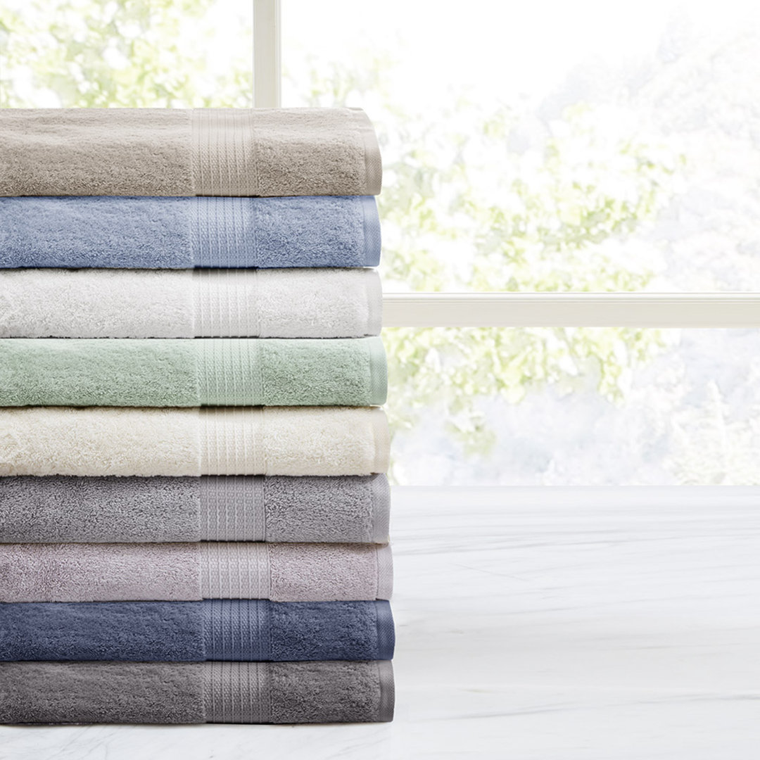 6 Piece 100% Organic Cotton Bath Towels Multi-Size Set Madison Park Color: Navy