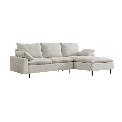 Modern L-shaped Sectional Sofa With Two Pillows