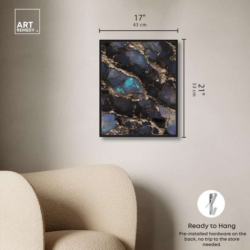 «Astral Firelight», reproduction d'art sur toile par Geode , H 21 po x l 17 po, Cadre flottant noir