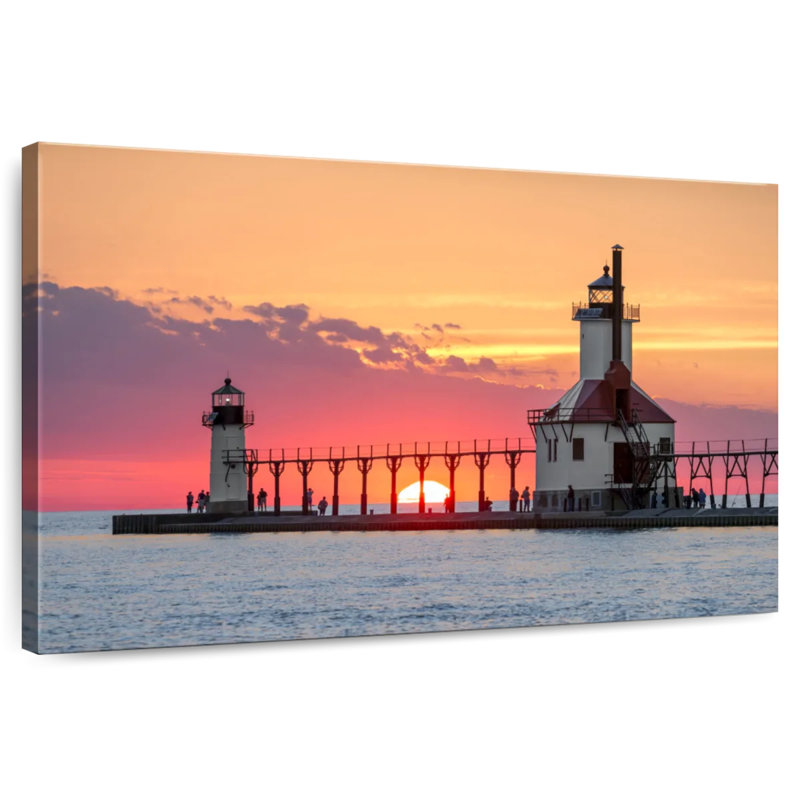 Alvord, coucher de soleil entre les phares du Michigan, H 32 po x l 48 po