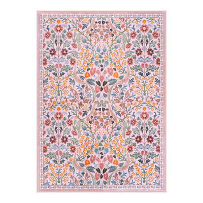 Kaldi Floral Washable Area Rug – Intricate Nature-Inspired Design, Non-Slip Soft Floor Mat for Living Room, Bedroom, and Entryway