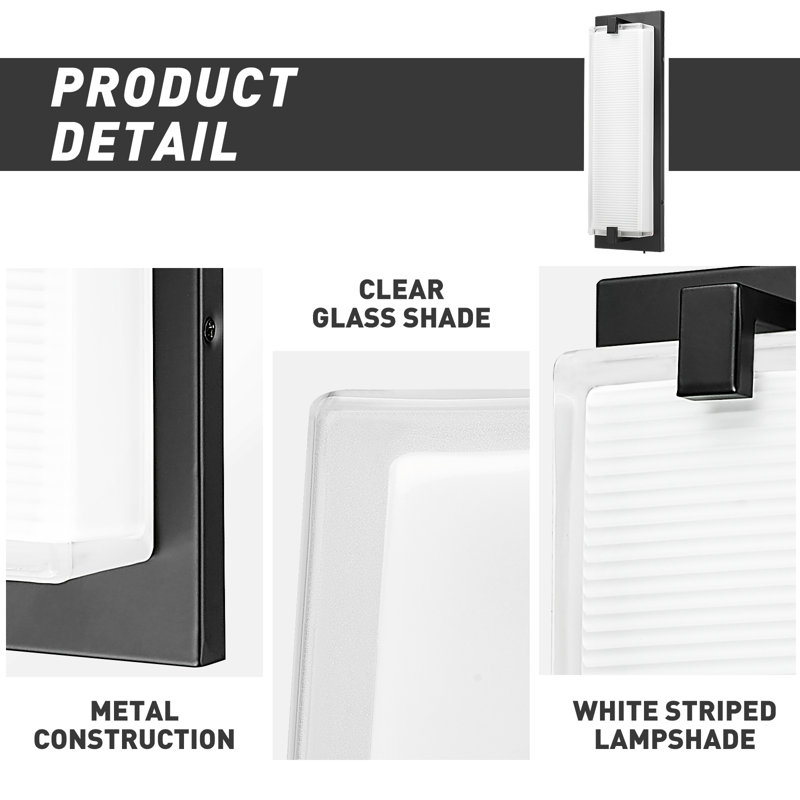 Dimmable LED Flush Mounted Sconce With 5 Colors Switch 1550 Lumens, 18.60" H x 6" W x 5" D, Black