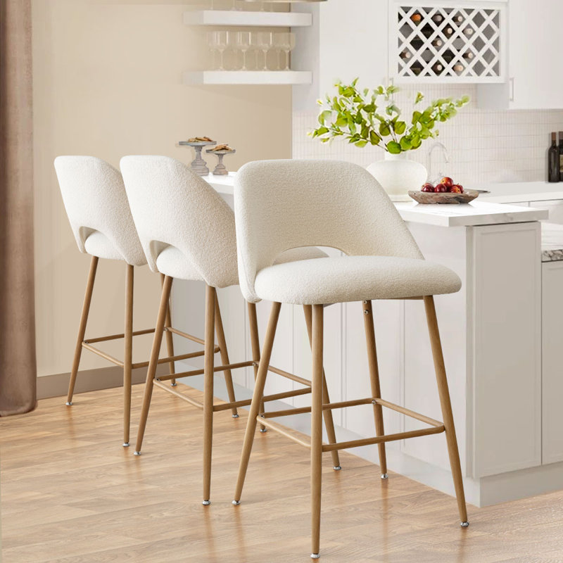 3 Piece 26"Boucle Counter Stool