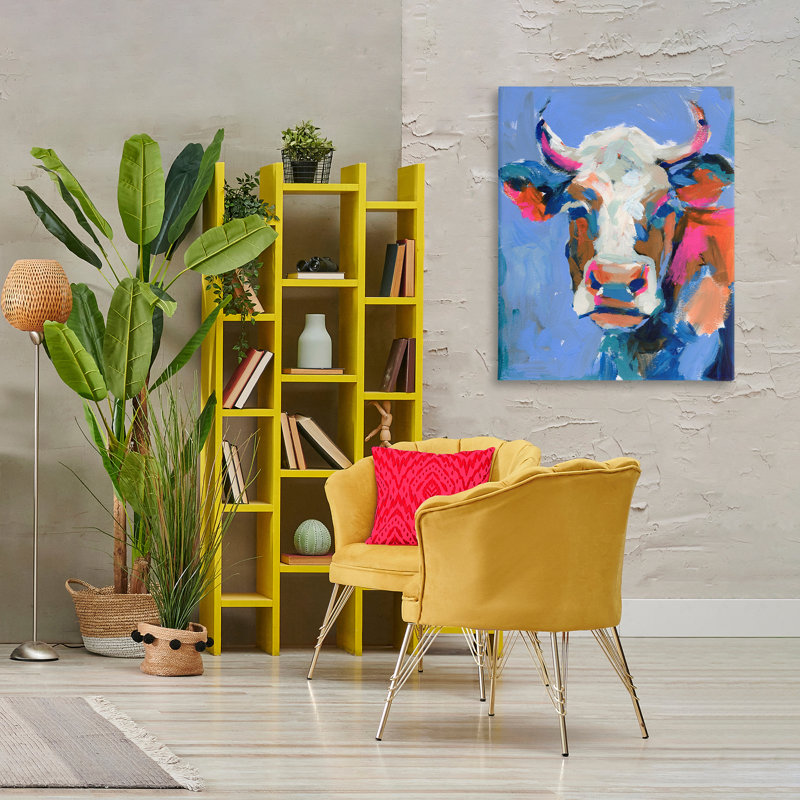 «Painterly Cow Portrait», art mural sur toile par Victoria Barnes, H 20 po x l 16 po x P 1,5 po