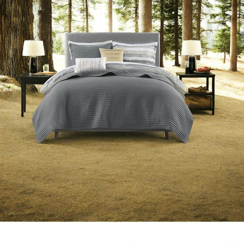 Tranquil Yellow King Bedding Sets, Polyester Seersucker Comforter Collection