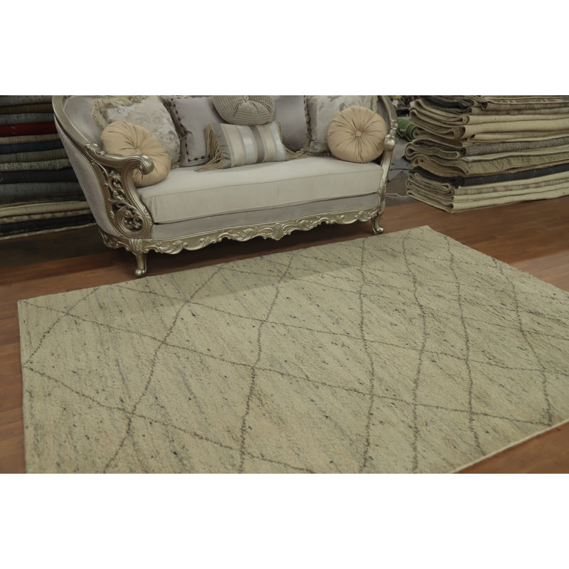 Tapis marocain en laine à motif treillis 6 x 9