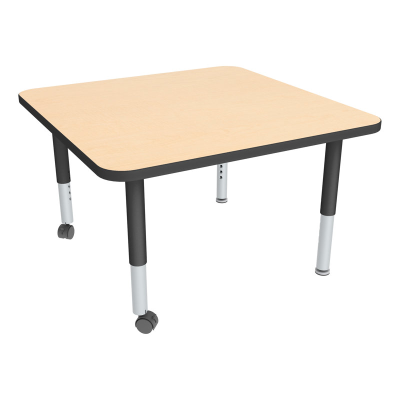 Table d'activités préscolaire à hauteur réglable avec roulettes, L 48 po x l 48 po, hauteur réglable: 15 à 23 po, Érable