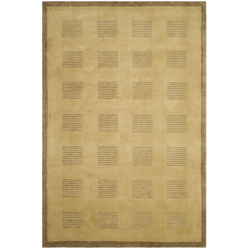 Tibetan Hand Knotted Wool Pile Geometric Rug, Rectangle 5' x 7'6"