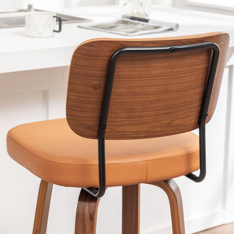 Swivel Counter & Bar Stools (Set of 4), Bar Stool (30.7" Seat Height), Orange