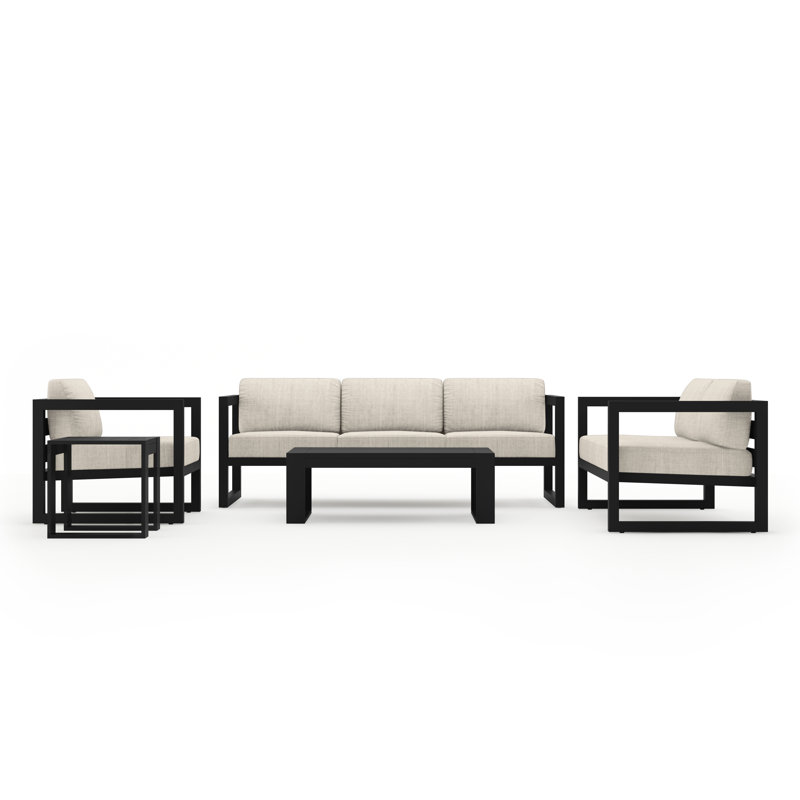 Avion Outdoor 5 - Piece Conversation Set, Cast Silver Sunbrella®, Black