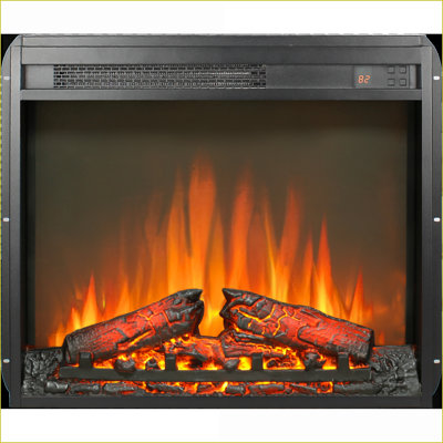 23-Inch Electric Fireplace Insert with Realistic Flame, Remote, Timer | Tempered Glass+Sheet Metal | Vent Free