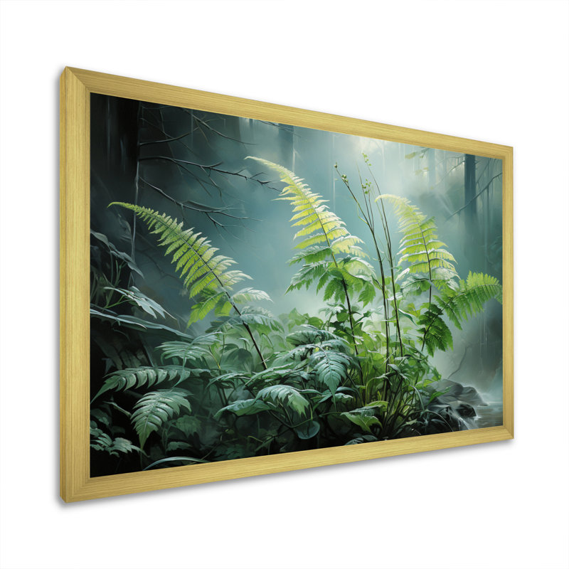 " Ferns Romantic Impression III ", Cadre doré à une seule photo, H 16 po x l 32 po x P 1 po