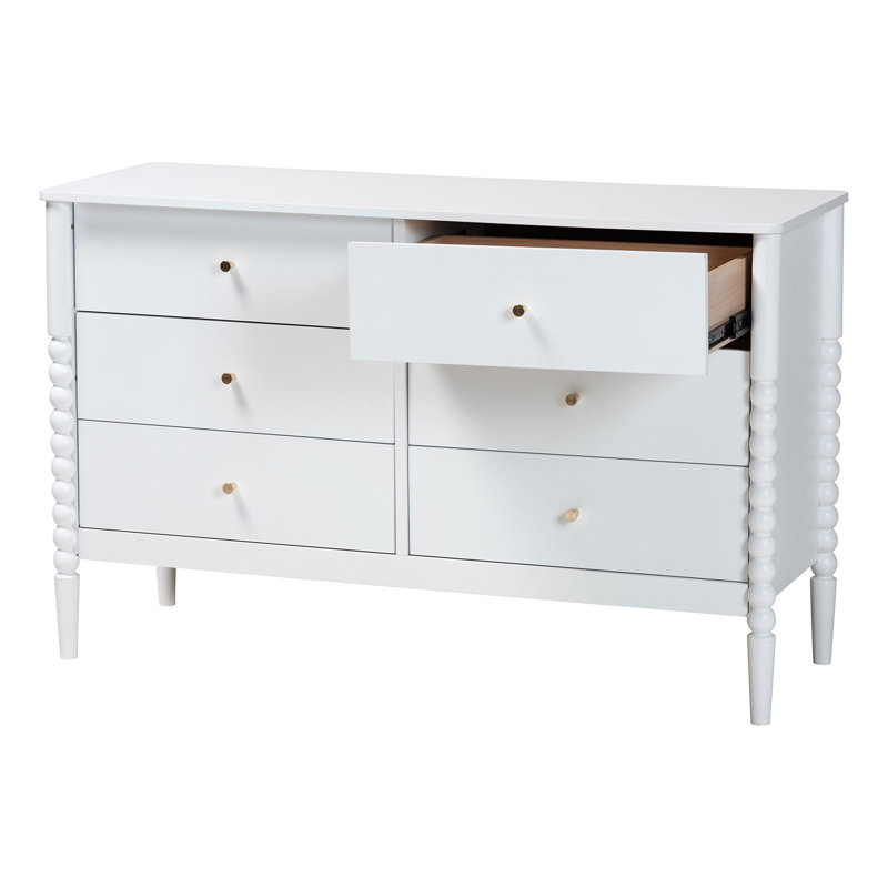 Commode 6 tiroirs Lucera, Blanc
