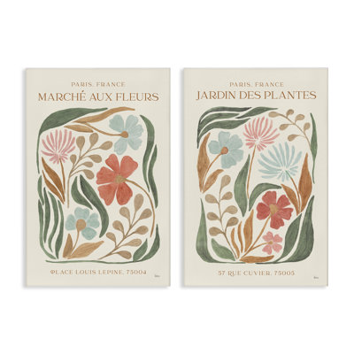«French Flower Garden Market», ensemble de 2 reproductions d'art sur toile par Véronique Charron