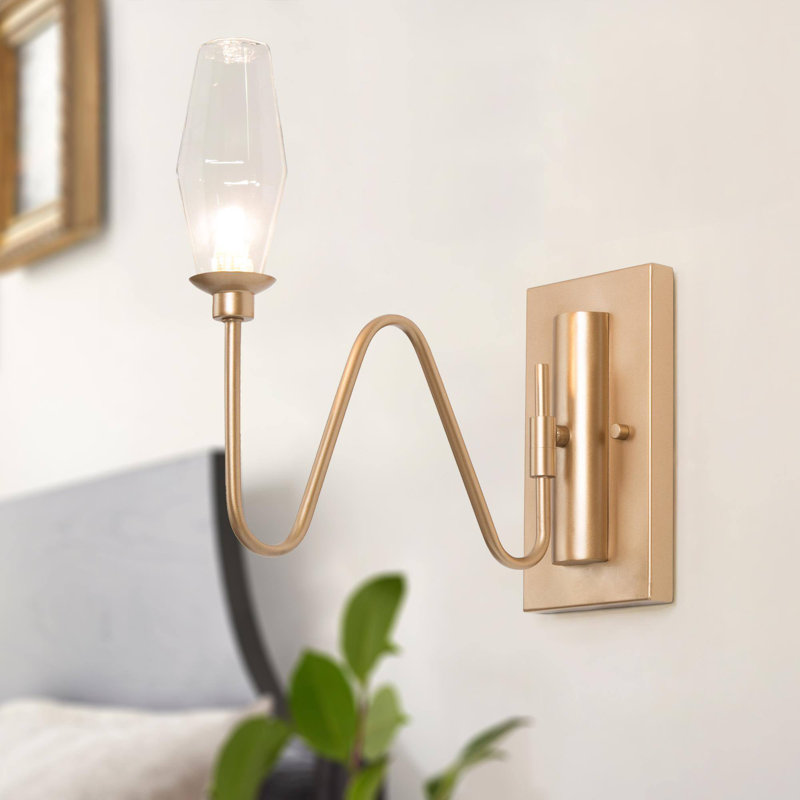 Art Deco Accent 1-Light Adjustable Wall Sconce with Cylinder Glass Shade