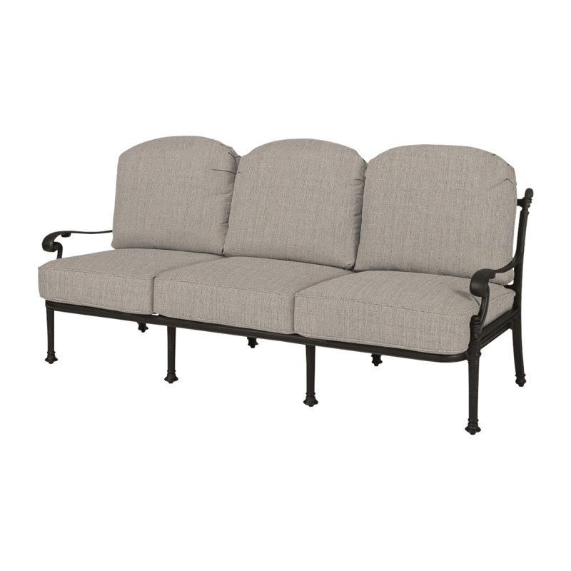 Florence Outdoor Patio Sofa with Sunbrella Cushions, Desert Bronze, Cast Ash Sunbrella® Plainweave