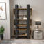 Bibliothèque industrielle moderne, noyer et anthracite, 31,5 po x 59,1 po x 11,6 po | 100% panneau de particules enduit de mélamine, épaisseur: 0,7 pouce | Solution de rangement élégante pour la maison ou le bureau, design durable et élégant-1770880404