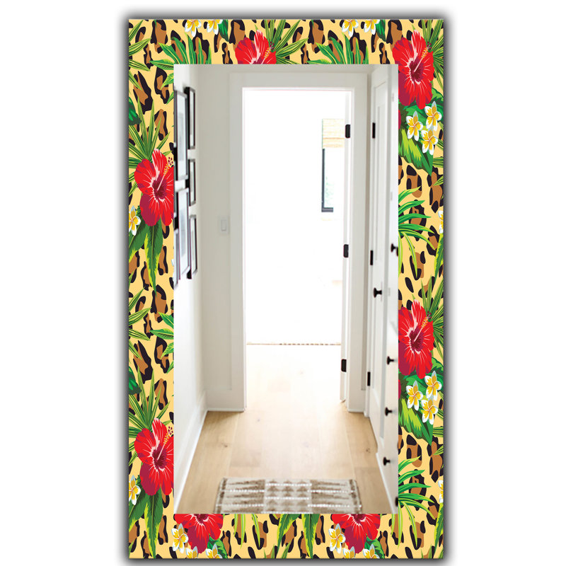 Miroir décoratif 1 bohémien et traditionnel leopard, H 39,4 po x l 29,5 po