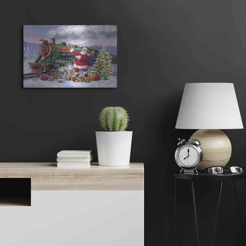 «Santa's Express Train» par Ali Corti, art mural en métal, H 12 po x l 16 po