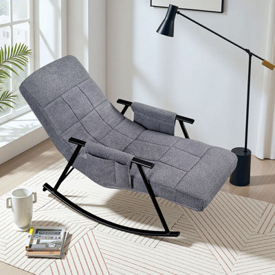 Nursery Rocking Chair With Foot Rest, Teddy Upholstered Glider Rocker, Accent Chair With High Backrest, Armchair Side Chair For Living Room Bedroom Of
