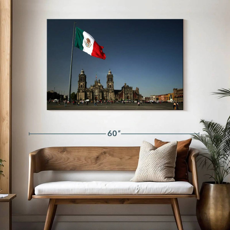 Drapeau mexicain Sirci à Zocalo, H 32 po x l 48 po