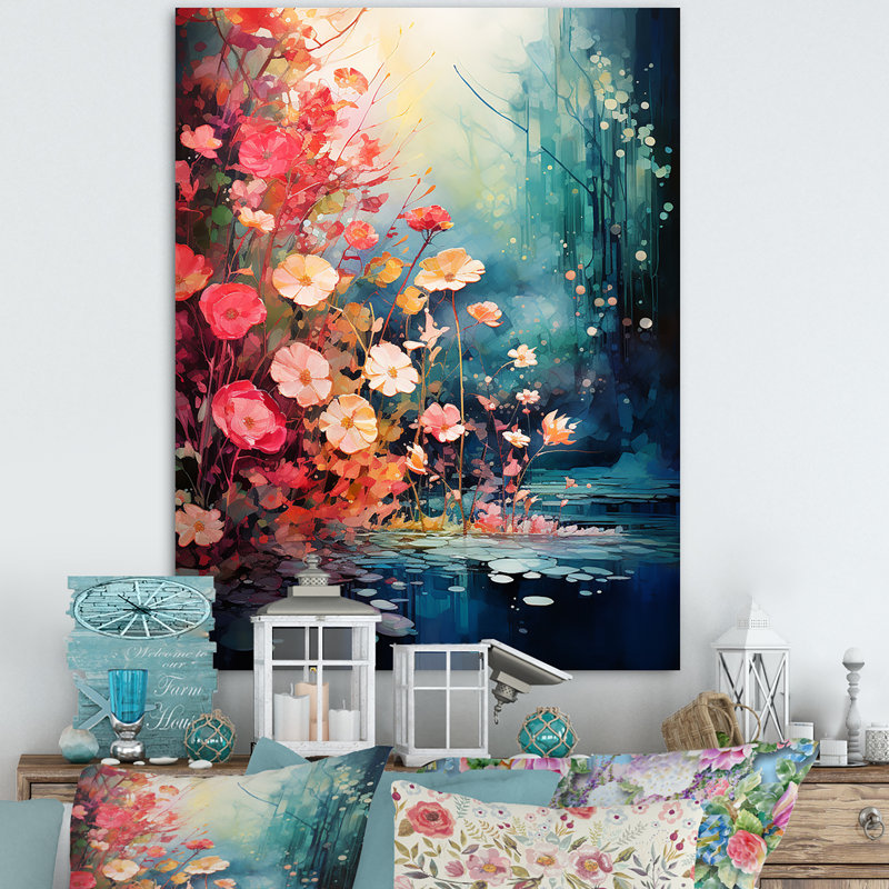 «Rose Enchanted Floral Botanicals», art mural botanique, Toile tendue, H 32 po x l 24 po x P 1 po