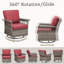 Ensemble de chaises berçantes pivotantes 2 pièces avec accoudoirs de 5 pouces et coussin épais, rouge-1006121047