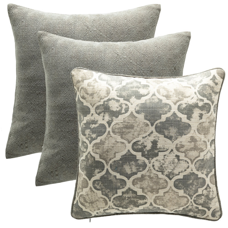 Moroccan Square Linen Pillow Cover, Pewter