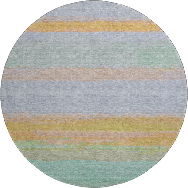 Premium Machine Washable Alijah AMF1272 Stripes Rug, Round 8'