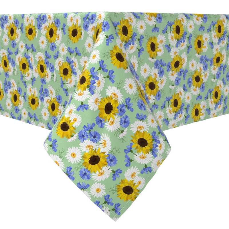 Rectangular Floral Cotton Twill Tablecloth