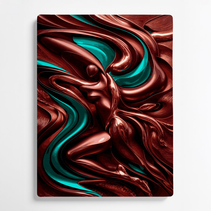 Abstrait figuratif 34, art mural en métal brun, H 12 po x l 18 po