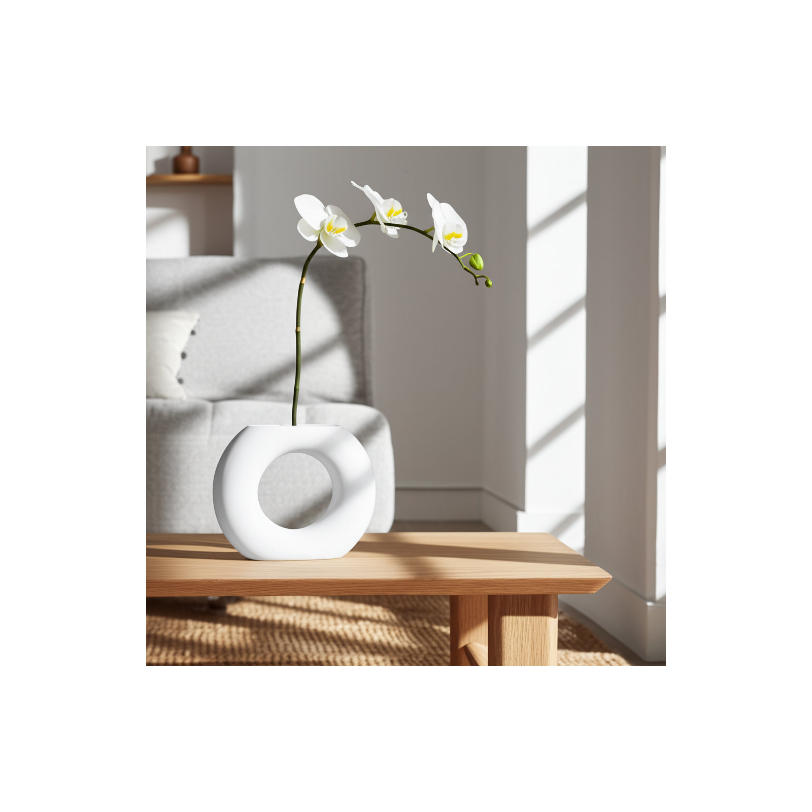 Tocara Handmade Ceramic Table Vase, White, 5.43" H x 6.53" W x 1.81" D