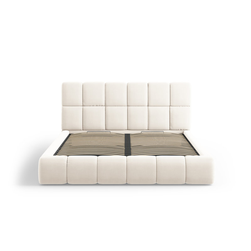 Nehimiah Upholstered Bed Frame, European Double (140 x 200 cm), Cream