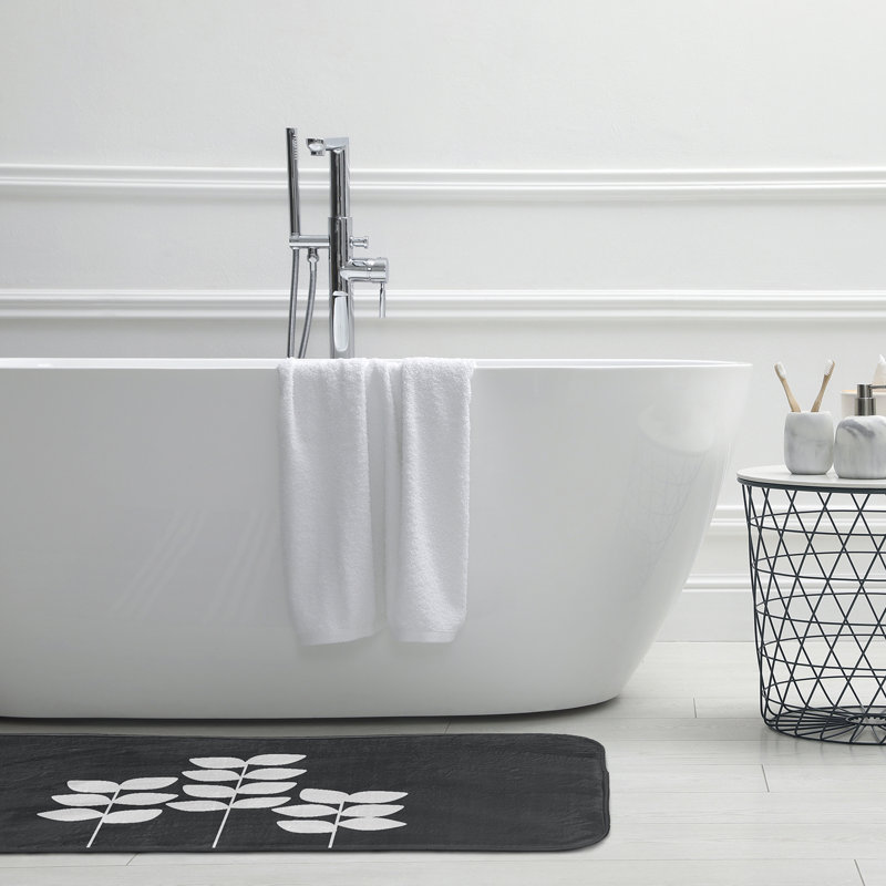 Tapis de bain Botanical Blooms, L 17 po x L 24 po, gris