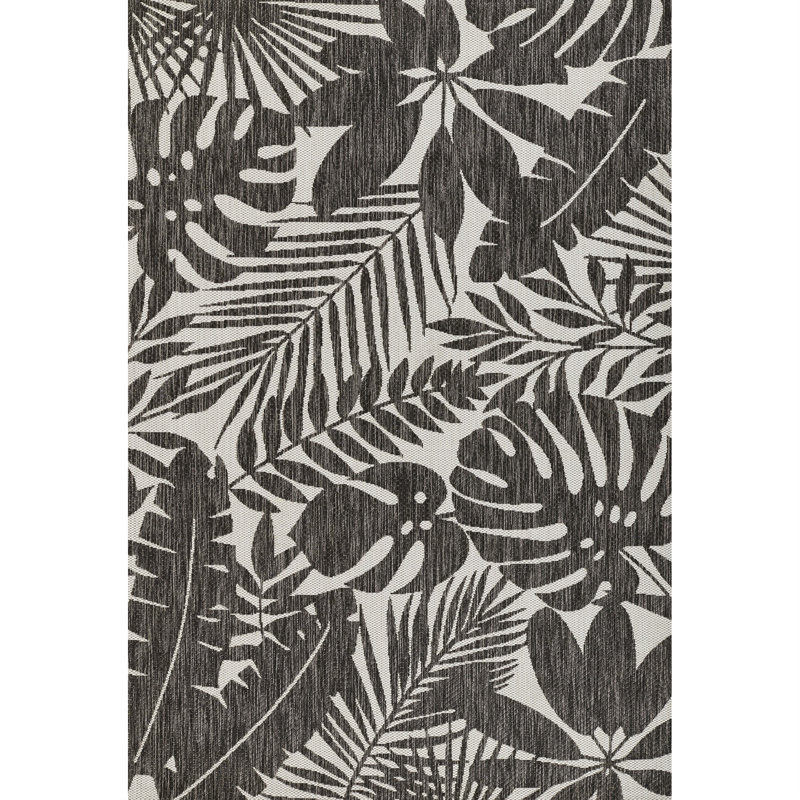 Charcoal Geometric Villa 6'7" x 9'6" Synthetic Rectangular Rug