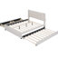 Grand lit tapissier avec tiroirs et lit gigogne supplémentaire, tête de lit classique, plateforme de rangement en contreplaqué confortable avec plateforme 2 - Lit gigogne beige pour chambre à coucher