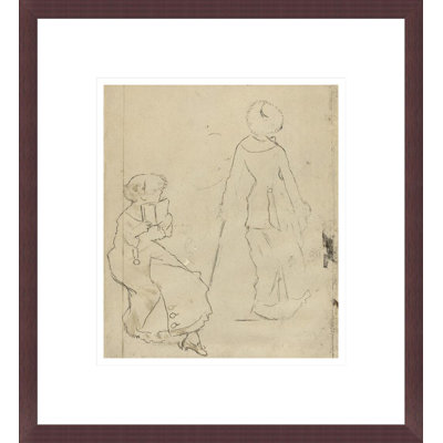 Étude pour Mary Cassatt au Louvre: The Etruscan Gallery "[verso]" par Edgar Degas - Impression Giclée encadrée
