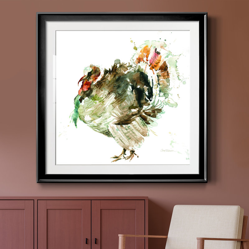 Récolte de dindes - peinture encadrée, H 26,5 po x l 26,5 po x P 1,5 po, Noir