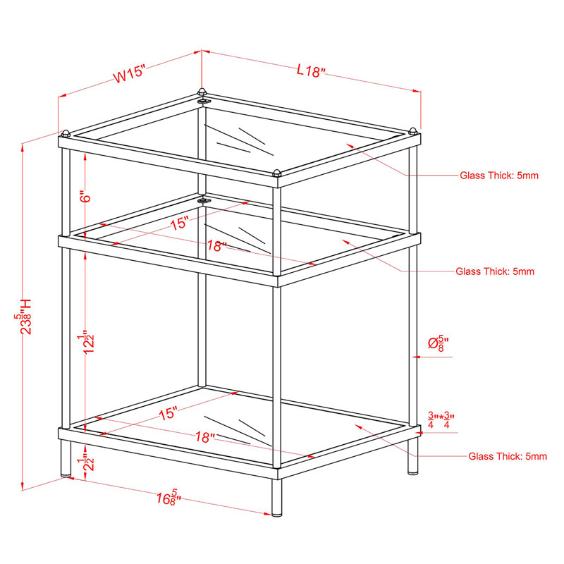 Florentine Glass Top End Table, Red