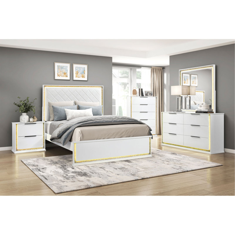 Commode contemporaine contemporaine avec tiroirs de rangement à lumière DEL 8 couleurs 1 pièce