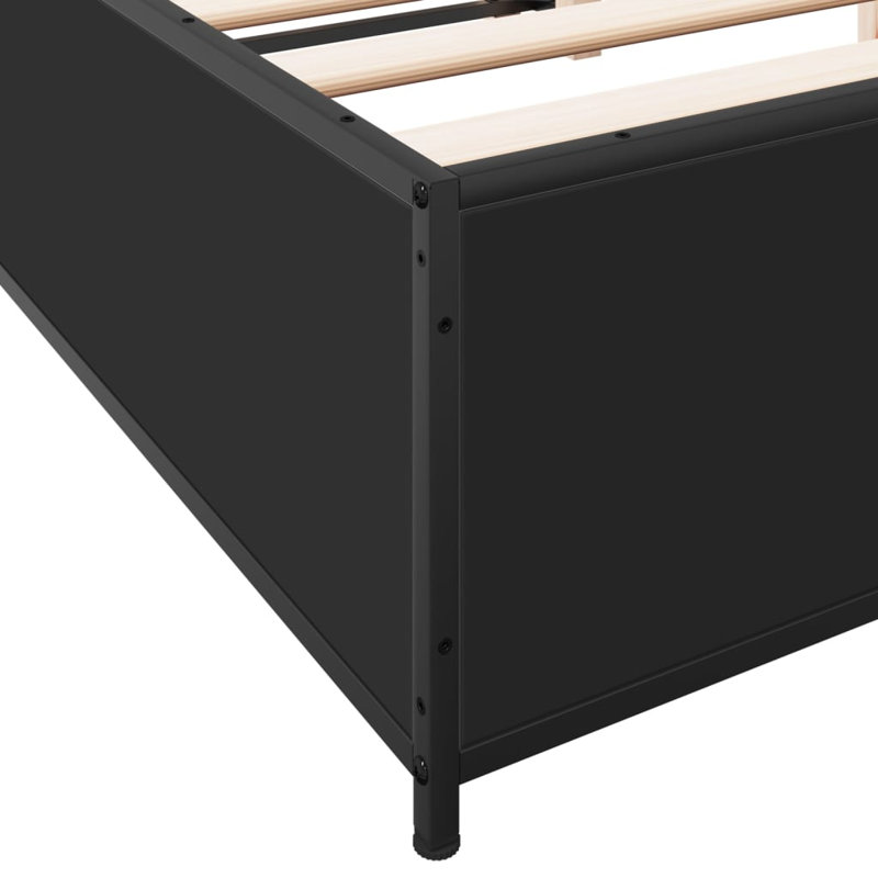 Vidaxl Bed Frame And Metal, Kingsize (5'), Black