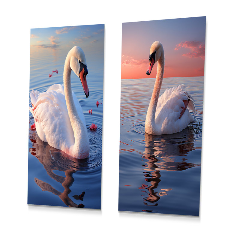 Photo de sérénité Swans - ensemble de salon mural en métal Swans, H 32 po x l 32 po