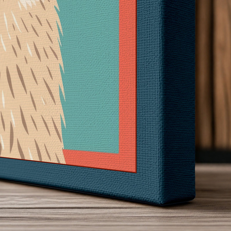 Serene Llama Modern - Wrapped Canvas, 18x12 - 45.7 x 30.5 cm, Teal Border