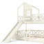 Cadre de lit superposé simple au dessus d'une maison double avec glissade, lit superposé en bois avec garde-corps en forme de X, fenêtre et espace de rangement, aucun sommier nécessaire, beige-132526485