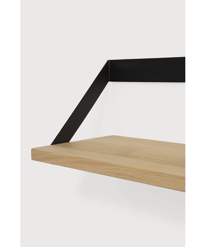 Ribbon Oak Solid Wood Floating Shelf, Black
