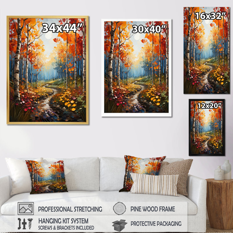 Birch Woods Autumn Harmony III, reproduction d'art sur toile, H 44 po x l 34 po x P 1,5 po, Toile tendue