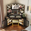 Dressing Table with Motion Sensor 3-colour lighting, Charging Socket, Storage Drawers and Stool-1586254830