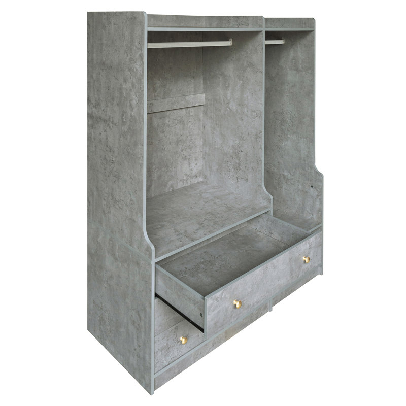 Rangement ouvert pour garde-robe en bois pour chambre à coucher, Gris